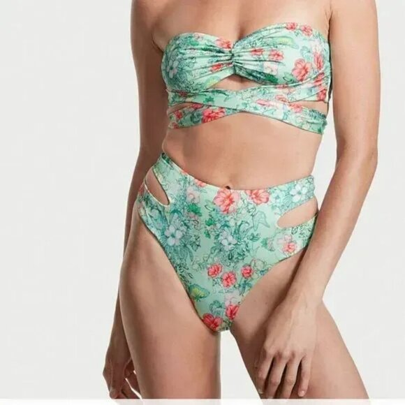 Victoria’s Secret Swim Wrap High Waist Cheeky Bikini Bottom Butterfly Floral XL - Picture 3 of 5